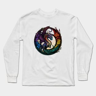 Dragon Animal Portrait Stained Glass Wildlife Outdoors Adventure Long Sleeve T-Shirt